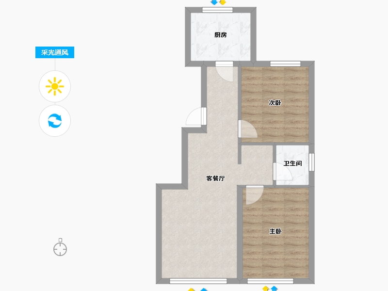 山东省-烟台市-凯润滨河城-56.89-户型库-采光通风