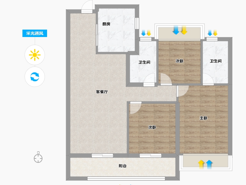 浙江省-绍兴市-锦上-82.40-户型库-采光通风