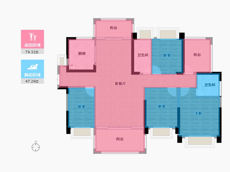 广东省-惠州市-鑫洲湖心岛1号-113.44-户型库-动静分区