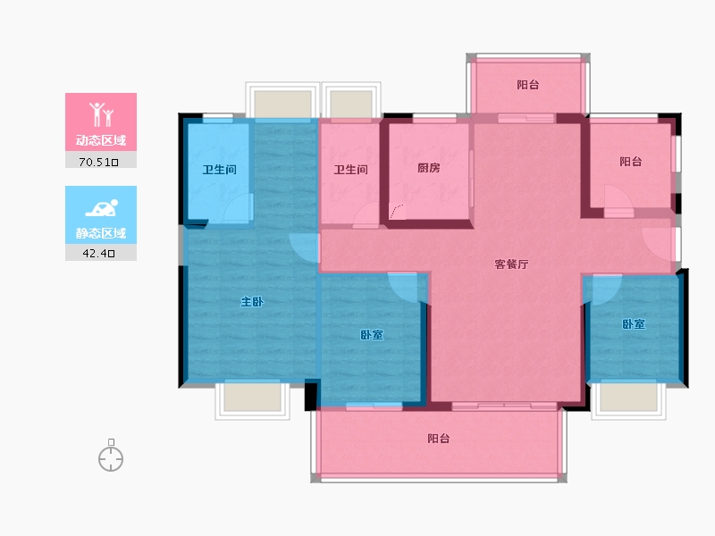 广东省-惠州市-隆生鹿江花园-101.15-户型库-动静分区