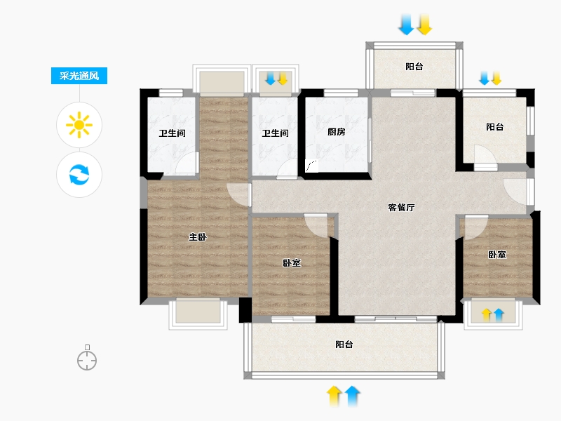 广东省-惠州市-隆生鹿江花园-101.15-户型库-采光通风