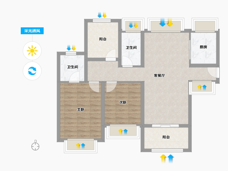 广东省-珠海市-方直西岸-76.01-户型库-采光通风