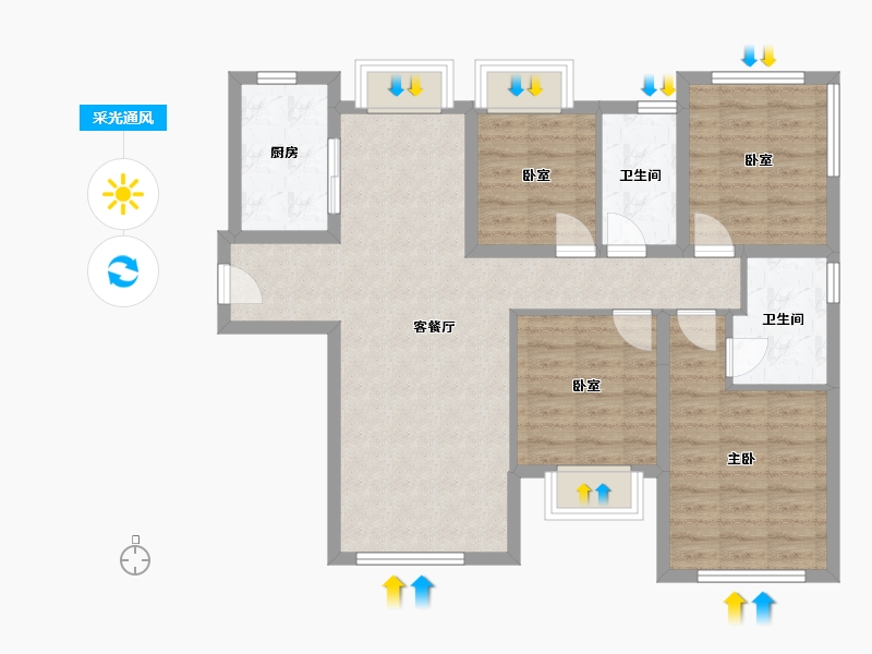 福建省-厦门市-翔安后村TOD·璞安-88.00-户型库-采光通风