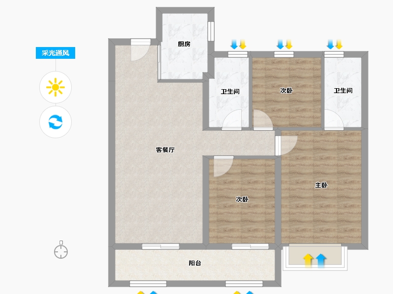 浙江省-绍兴市-湖珀隐秀府-84.17-户型库-采光通风