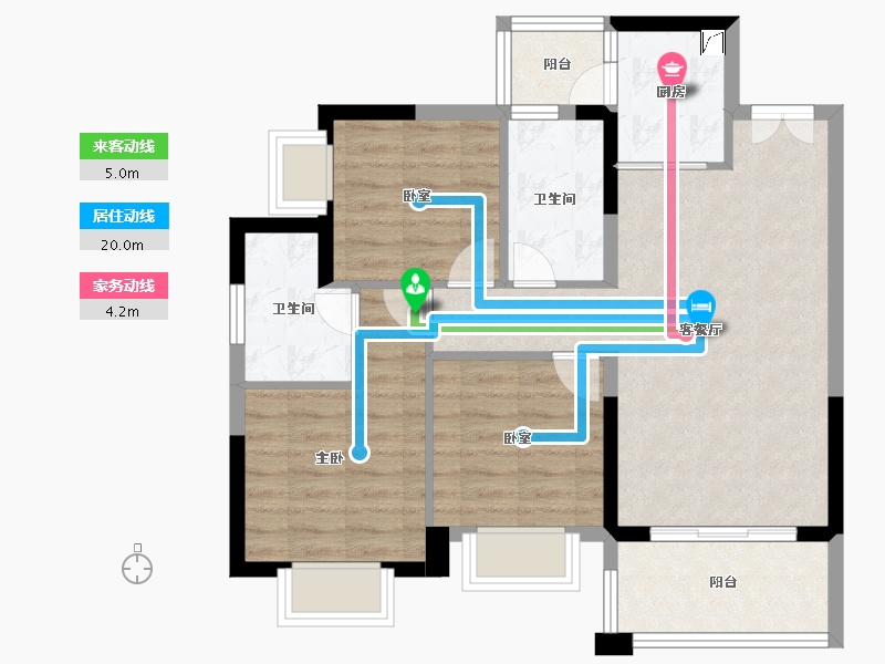 广东省-惠州市-鑫洲湖心岛1号-74.29-户型库-动静线