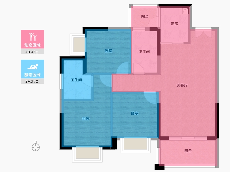 广东省-惠州市-鑫洲湖心岛1号-74.29-户型库-动静分区