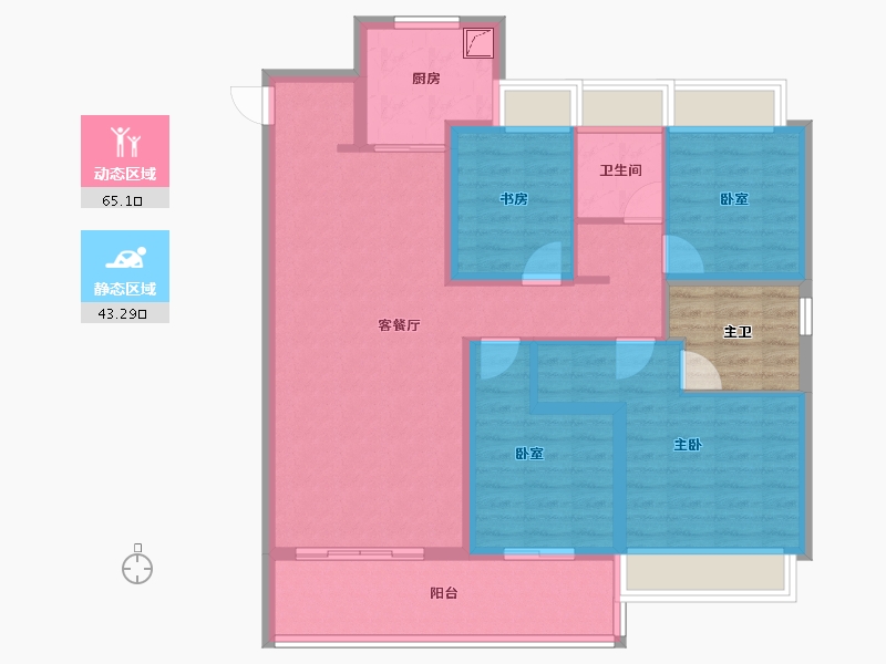 江苏省-苏州市-湖西银座-101.86-户型库-动静分区