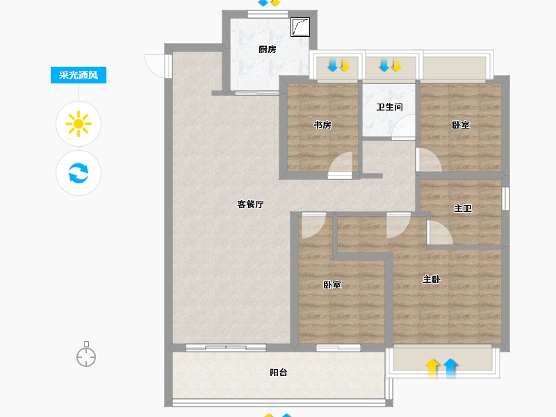 江苏省-苏州市-湖西银座-101.86-户型库-采光通风