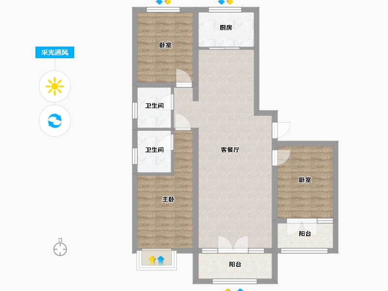 河北省-张家口市-盛奥利嘉-108.00-户型库-采光通风