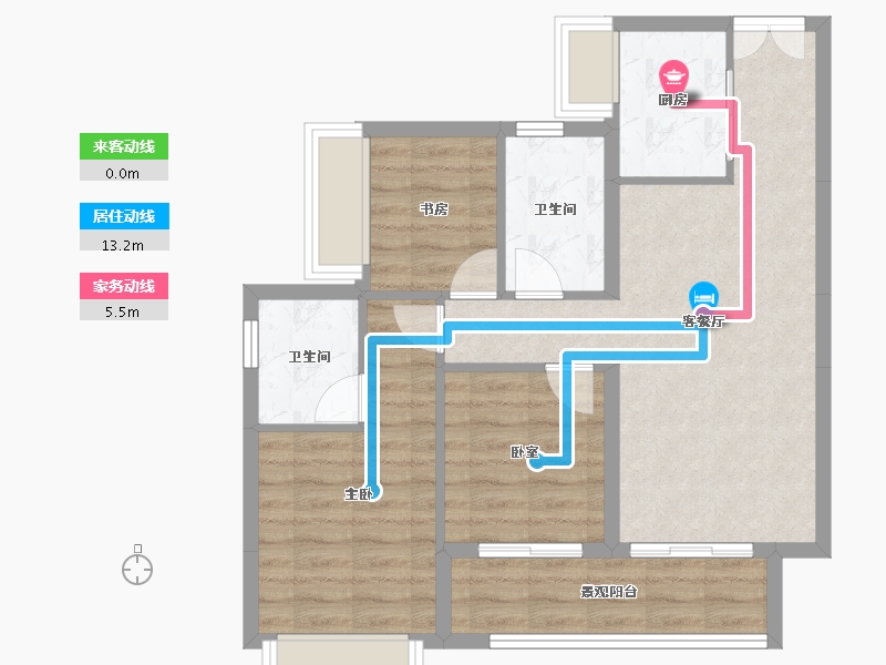 广东省-东莞市-华侨城天鹅堡-72.30-户型库-动静线