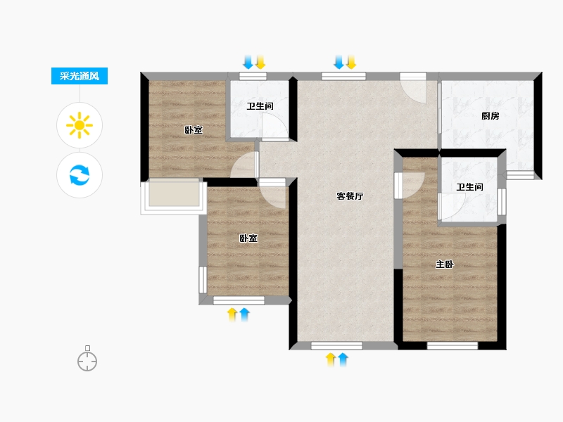 福建省-厦门市-翔安后村TOD·璞安-68.00-户型库-采光通风