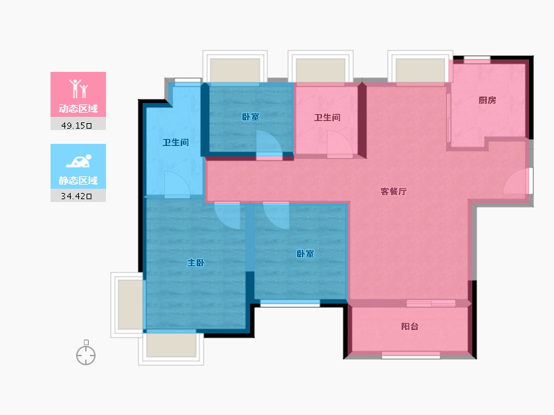 福建省-厦门市-中粮云玺壹号-74.30-户型库-动静分区