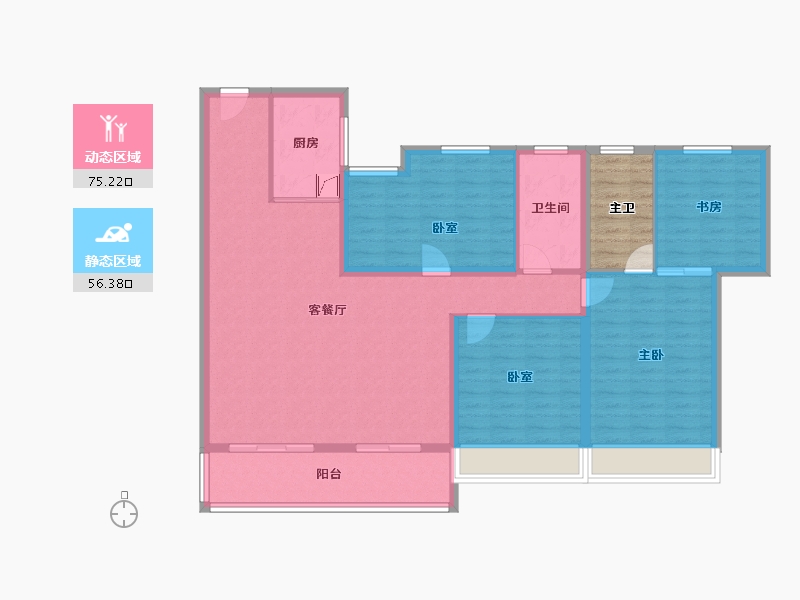 江苏省-苏州市-湖西银座-124.81-户型库-动静分区