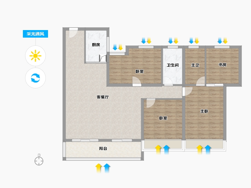 江苏省-苏州市-湖西银座-124.81-户型库-采光通风