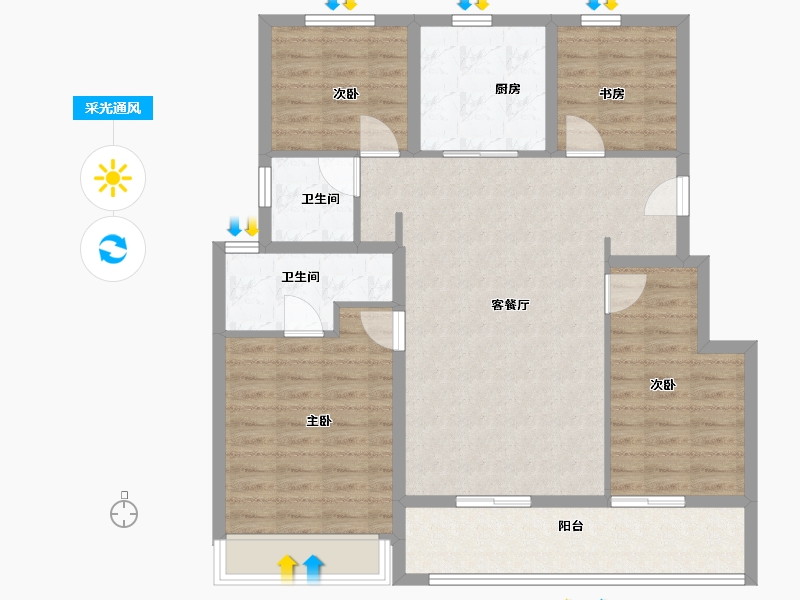 浙江省-绍兴市-金辉象屿观澜云庭-102.40-户型库-采光通风