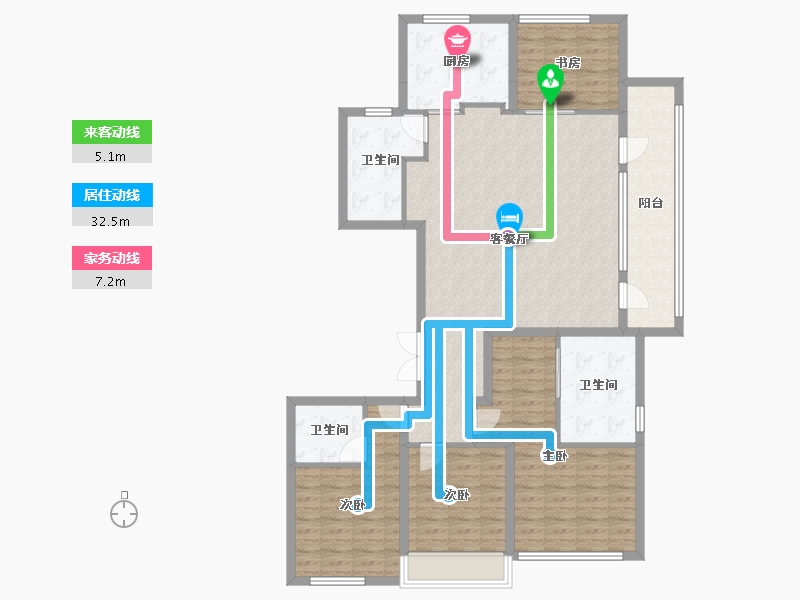 浙江省-绍兴市-湖珀隐秀府-130.04-户型库-动静线