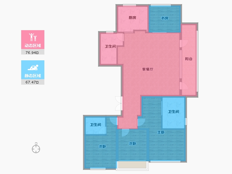 浙江省-绍兴市-湖珀隐秀府-130.04-户型库-动静分区