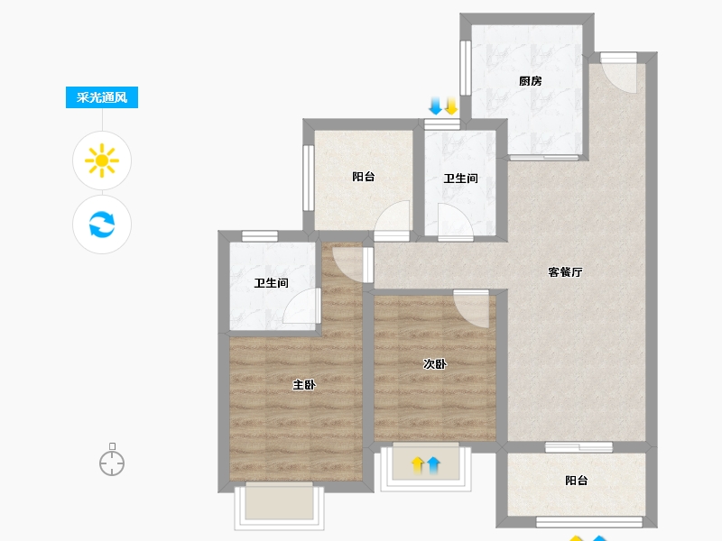 广东省-珠海市-方直西岸-68.01-户型库-采光通风