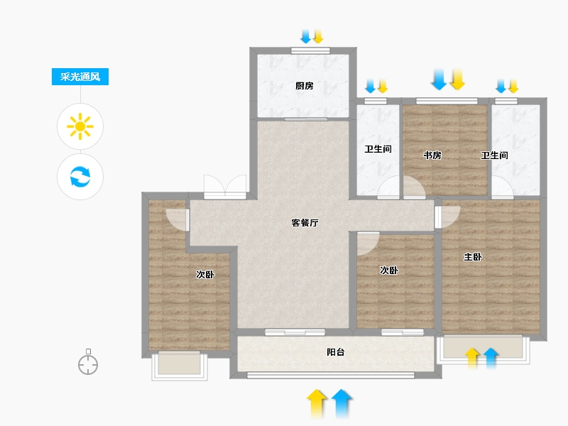 浙江省-绍兴市-湖珀隐秀府-114.40-户型库-采光通风