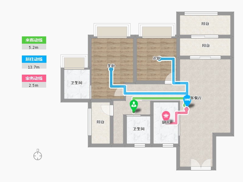 广东省-珠海市-华发广场（II期）横琴湾-84.81-户型库-动静线