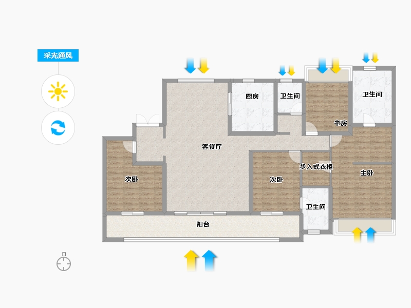 浙江省-绍兴市-元垄美好之城-150.40-户型库-采光通风