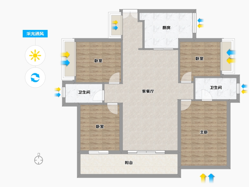 广东省-东莞市-华润置地中心·润府-116.41-户型库-采光通风