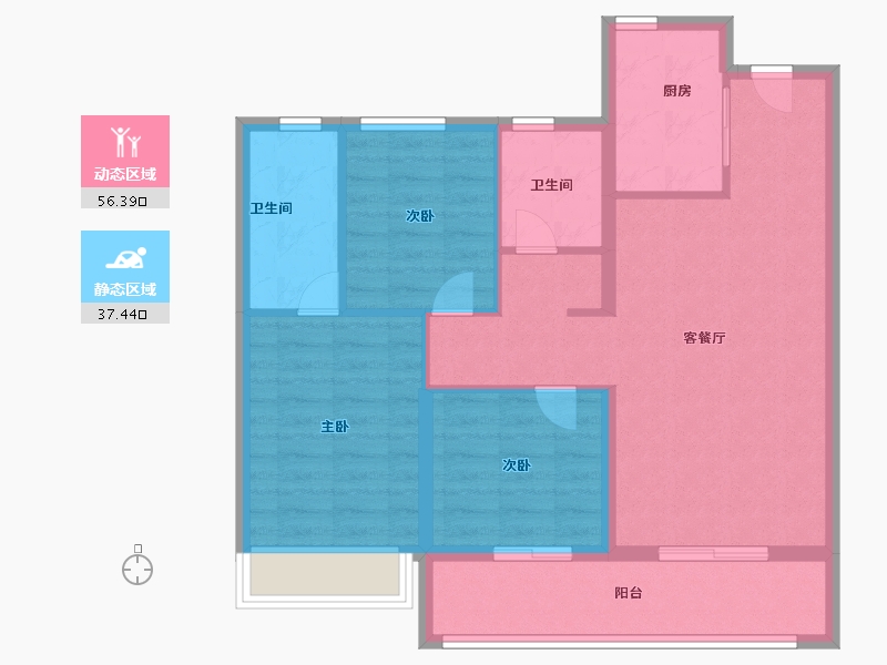 浙江省-绍兴市-金辉象屿观澜云庭-84.00-户型库-动静分区