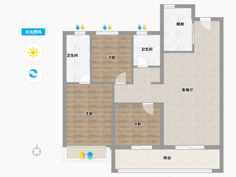 浙江省-绍兴市-金辉象屿观澜云庭-84.00-户型库-采光通风