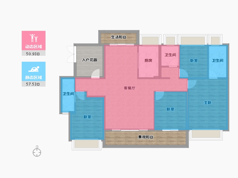 广东省-东莞市-华侨城天鹅堡-118.75-户型库-动静分区