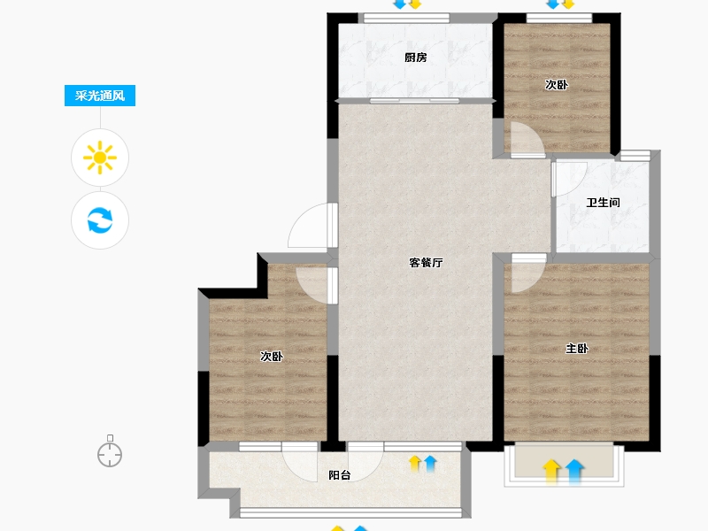 山东省-聊城市-民生·城市玖玺-87.20-户型库-采光通风