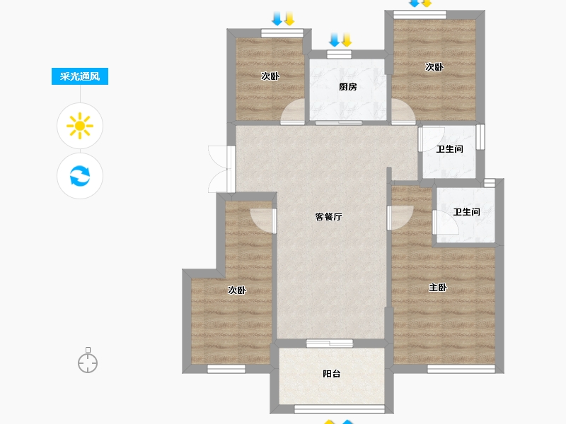 福建省-福州市-远洋天赋-71.20-户型库-采光通风