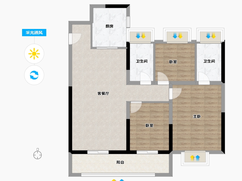 江苏省-南通市-师山壹品-93.60-户型库-采光通风