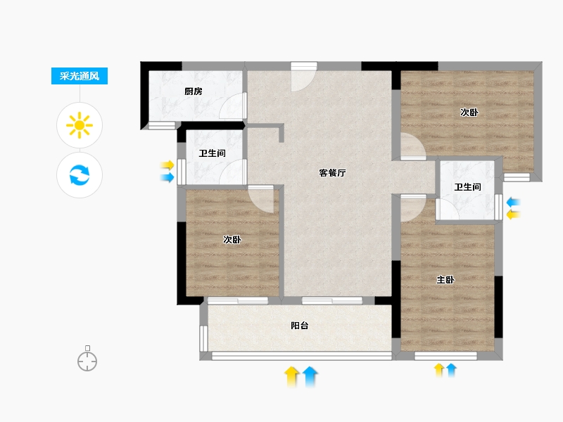 福建省-泉州市-华创和璟园-77.61-户型库-采光通风