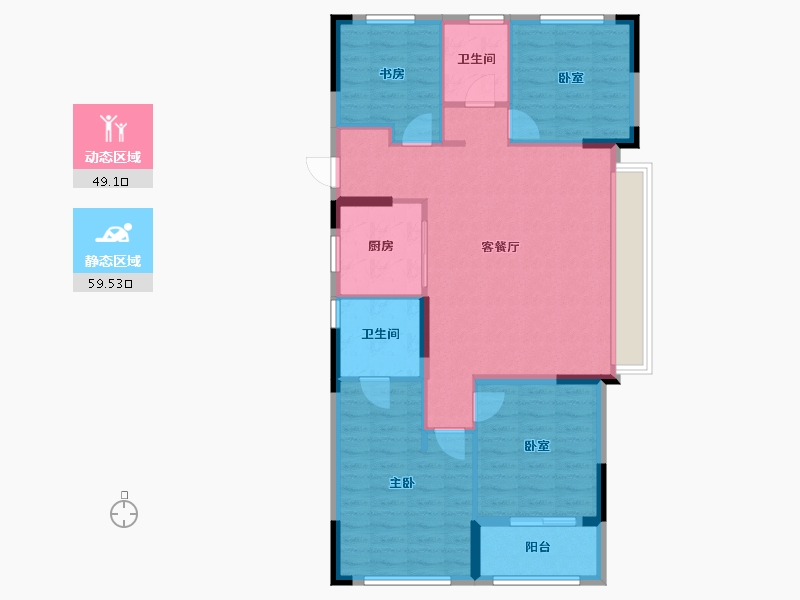 浙江省-杭州市-华景川云萃天和城-98.41-户型库-动静分区