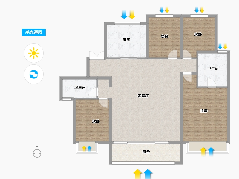 江苏省-盐城市-仁恒滨河源-136.00-户型库-采光通风