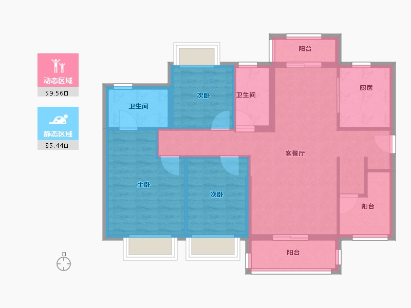 广东省-珠海市-华发水岸新城·水岸华府-84.66-户型库-动静分区