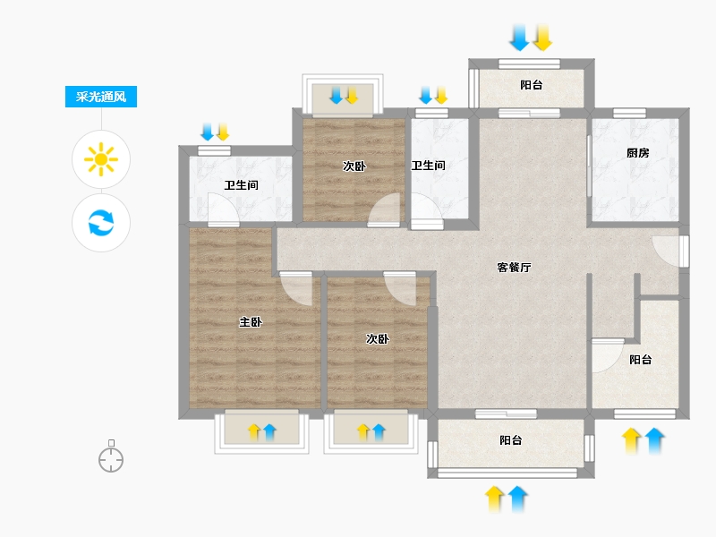 广东省-珠海市-华发水岸新城·水岸华府-84.66-户型库-采光通风