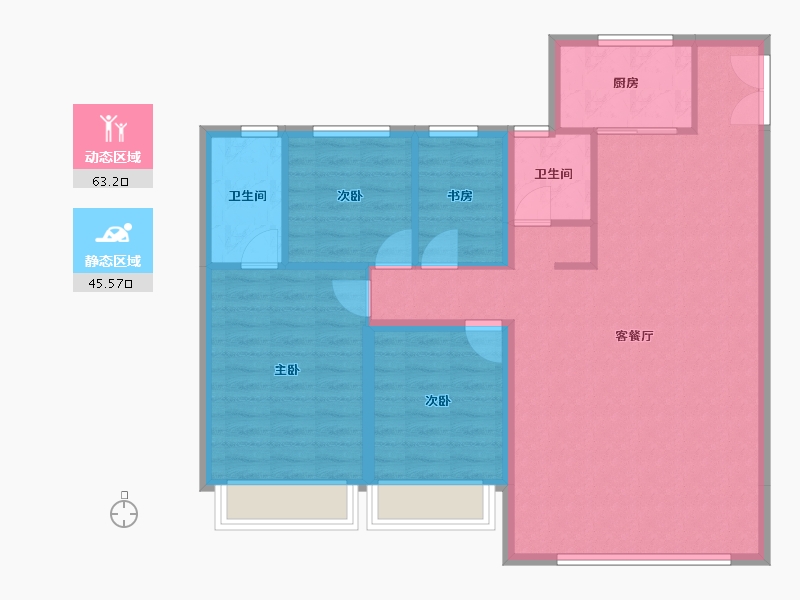 山东省-淄博市-禧悦学府-98.80-户型库-动静分区