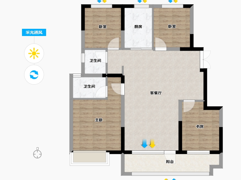 山东省-聊城市-孟达·水樾澜庭-98.40-户型库-采光通风