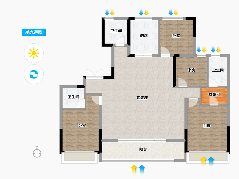 浙江省-湖州市-南控地产云澜府-128.12-户型库-采光通风