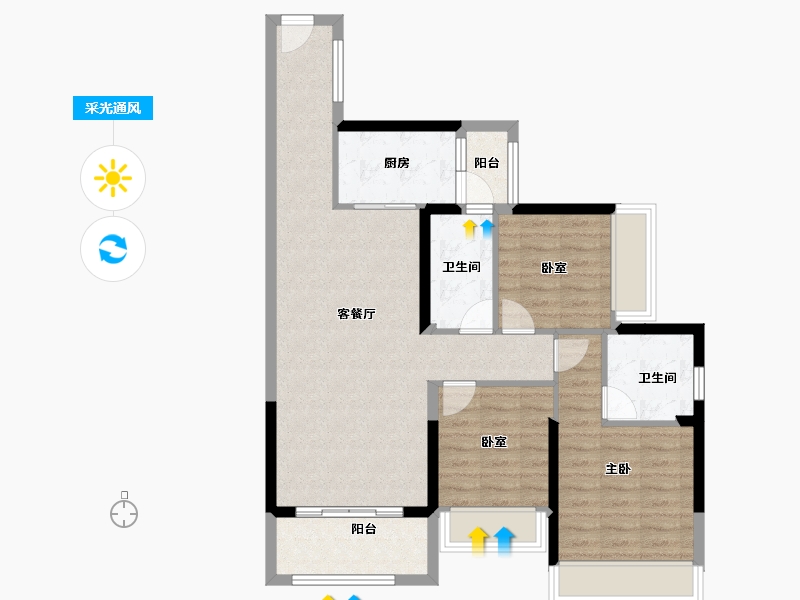 广东省-肇庆市-方凯天悦城-85.57-户型库-采光通风