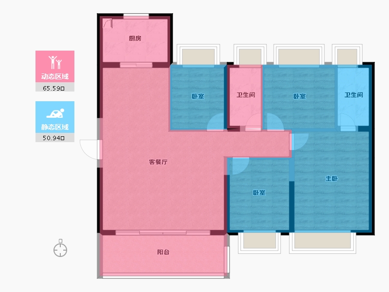 广东省-惠州市-碧桂园臻山府-105.51-户型库-动静分区