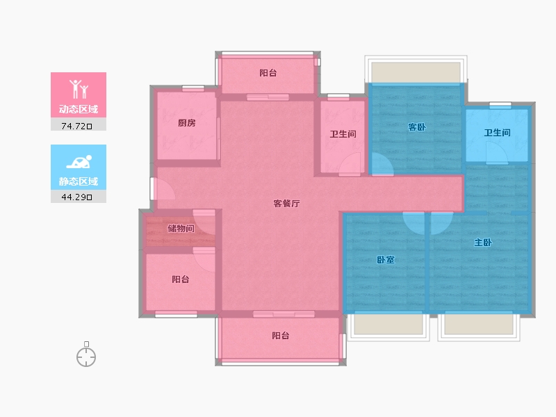 广东省-珠海市-绿景玺悦湾-106.08-户型库-动静分区