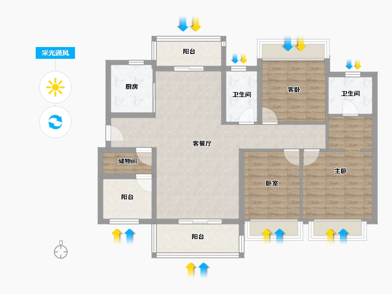 广东省-珠海市-绿景玺悦湾-106.08-户型库-采光通风