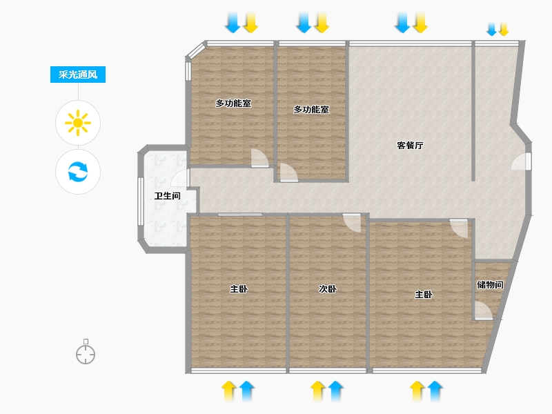 浙江省-金华市-梅湖公馆-194.51-户型库-采光通风