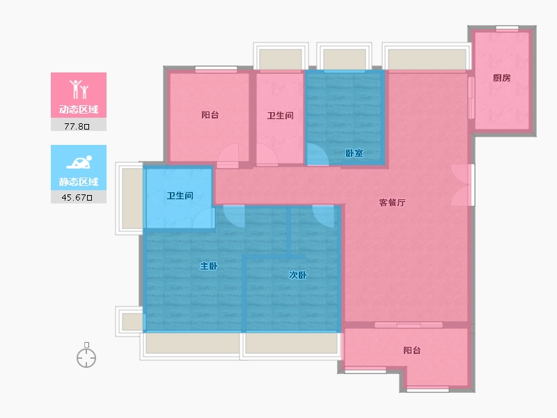 广东省-珠海市-航城·山海荟-111.20-户型库-动静分区