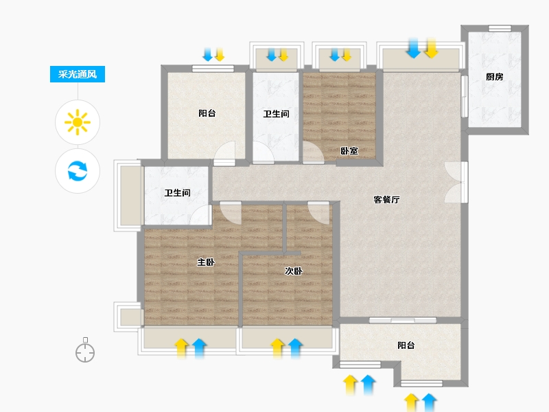 广东省-珠海市-航城·山海荟-111.20-户型库-采光通风