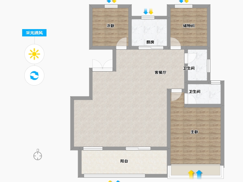 安徽省-芜湖市-拓基鼎元府-104.32-户型库-采光通风