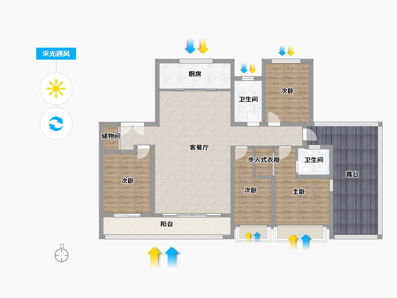 山东省-淄博市-博晨盛园云暻-145.41-户型库-采光通风