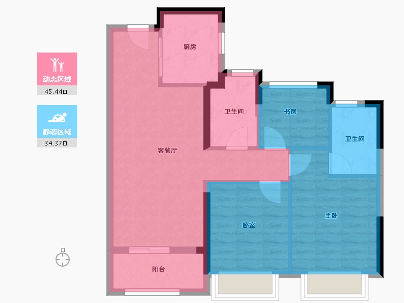 浙江省-杭州市-中铁建晴萃府-71.20-户型库-动静分区